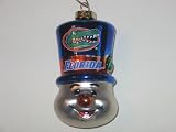 FLORIDA GATORS 3 1/2 tall and 2 wide Blown Glass Top Hat Snowman CHRISTMAS ORNAMENT