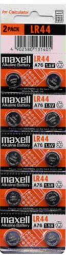 Maxell Watch Battery Button Cell LR44 AG13 A76 Pack of 10 Batteries