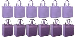 Reusable Grocery Tote Bag, Shades of Purple, Super Saver 12 Pack