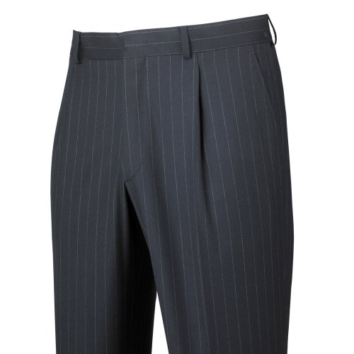 Savile Row Mens Navy Chalk Stripe Single Pleat 
