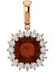 14K Rose Gold 8.00x8.00mm Antique Cushion Cut Mozambique Garnet and Diamond Pendant -- LIFETIME WARRANTY