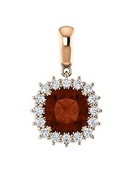 18K Rose Gold 8.00x8.00mm Antique Cushion Cut Mozambique Garnet and Diamond Pendant -- LIFETIME WARRANTY
