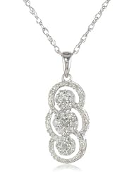 Sterling Silver Diamond Three Stone Look Pendant Necklace (1/2 Cttw, I-J Color, I2-I3 Clarity), 18"