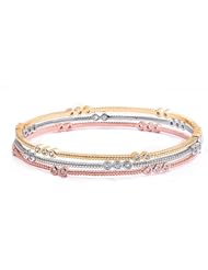 Sterling Silver Tri-color Bangle Bracelet Dimension 70mm(2.8")