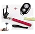 Superstar Extendable Camera Selfie Self Portrait Shooting Pole Adjustable Handheld Monopod Mount Holder for Iphone 5s 5c 5 4s 4 HTC One LG Sony Samsung Galaxy Mobile Cell Phone with Bluetooth Remote Camera Wireless Shutter (Red)