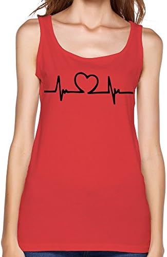 JeFF Heart Heartbeat Women Tank Red X-Large