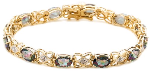 10k Yellow Gold Mystic Topaz and Diamond Bracelet, 7 1/8