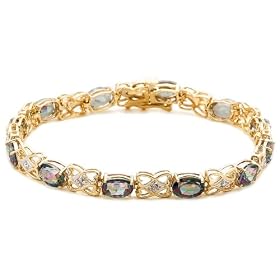 10k Yellow Gold Mystic Topaz and Diamond Bracelet, 7 1 8 by