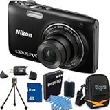 Nikon COOLPIX S3100 14MP Black Digital Camera 8GB Bundle - Includes COOLPIX ....