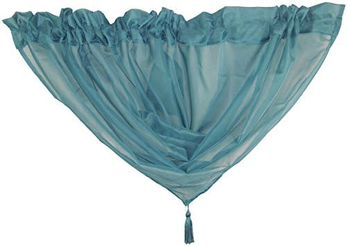 TEAL & BLACK 9 PIECE VOILE SET 54" 137CM ROD POCKET CURTAINS DRAPES & SWAGS
