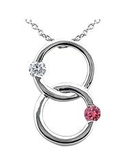 0.54 Ct Round G/H and Pink Diamond 18K White Gold Pendant