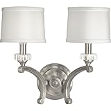 Progress Lighting P2772-101 2 Light Wall Bracket with Clear Crystal Accents and Both Black and White Shades, Classic Silver