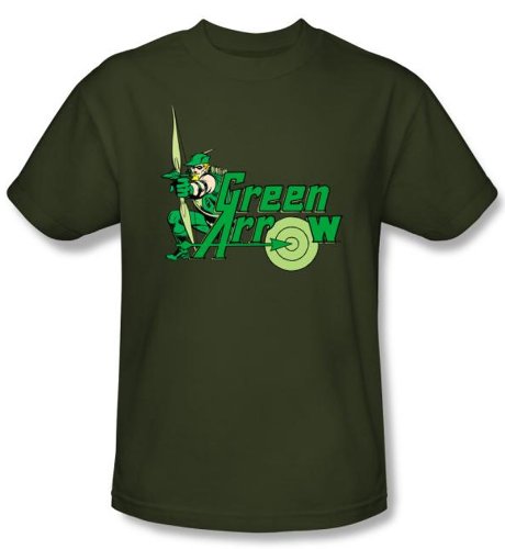  Green Arrow T-shirt - Green Arrow DC Comics Adult Military Green Tee