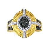 Huge 1/3ct 18k Gold Dipped Black Diamond Sterling Silver Ring