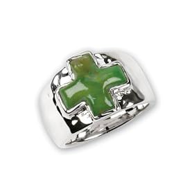 Barse Sterling Silver Lime Turquoise Cross Ring