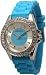 Women's Geneva New BLUE Platinum Silicone Rubber Jelly with CZ Crystal Rhinestones Face Bling Bezel
