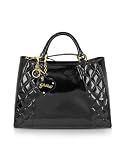 Ghibli Black Quilted Patent Leather Tote Bag