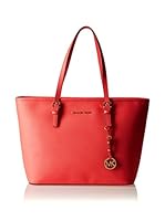 Michael Kors Bolso shopping Jet Set Travel Saffiano Top-Zip Tote (Rojo)