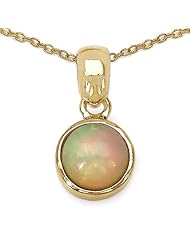 0.95 Genuine Opal 14k Gold Plated Sterling Silver Pendant Necklace 18"