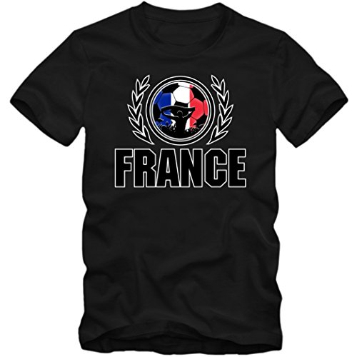 Frankreich EM 2016 #2 T-Shirt | France | Les Bleus | Fußball | Herren | Fanshirt | Nationalmannschaft, Farbe:Schwarz (Deep Black L190);Größe:M
