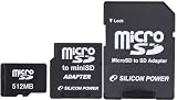 シリコンパワー microSDカード 60倍速 512MB ブリスターパッケージ 永久保証(2アダプター付) SP512MBSDT000V30
