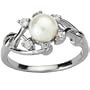 Entwining Vine Cultured Pearl Cubic Zirconia Ring in Platinum Overlay CAREFREE Sterling Silver, White