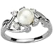 Entwining Vine Cultured Pearl Cubic Zirconia Ring in Platinum Overlay CAREFREE Sterling Silver, White