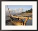 Canoe Pulled up onto Beach at Dusk, Bamburi Beach, Near Mombasa, Kenya, Africa Framed Art Poster Print by Charles Bowman, 22x18