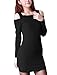 Women Square Neck Long Sleeve Cut Out Shoulder Knit Mini Dresses
