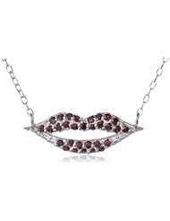Sterling Silver Clear Cubic-Zirconia Lip Pendant Necklace, 18"