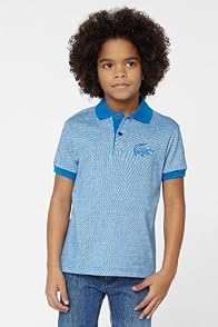 Boy's Short Sleeve Heathered Jersey Polo With Intarsia Croc