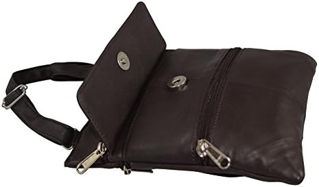 Genuine Leather Women's Casual Multi-Pocket Small Crossbody Purse Bag (Brown)