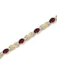 14kt Yellow Gold Oval Garnet and Diamond Bracelet
