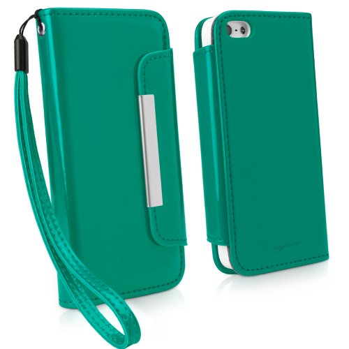 BoxWave Patent Leather Clutch Apple iPhone 5 Case - Patent Leather Fashion Wallet Case with Detachable Hand StrapB000NWH2HE 