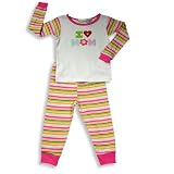 B.T. Kids - Toddler Girls Long Sleeve I LOVE MOM Pajamas,White, Multi