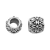 Buy : Sterling Silver Bali Flower Barrel Tube Bead - Fits Pandora - 9mm