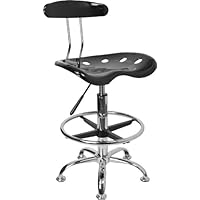 Drafting Stool with Tractor Seat - Black