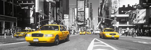 Empire 385321 New York Times Square Taxi Yellow Cabs T&uuml;rposter schwarz-weiss colourlight M Preisvergleich