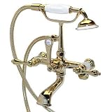 American Bath Factory F1-1120-PB-F9-9100-ML-PB F1-1120 Wall Mount Bathtub Faucet, Metal Lever Handle