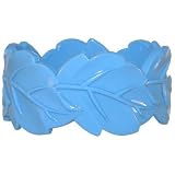 1.25 Wide Acrylic Leaf Bangle With 2.25 Leaf Earrings In Blue