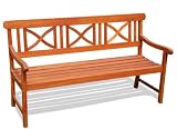 VIFAH V100 Outdoor Wood Bench X-Back Design, Natural Wood Finish, 66 by 24 by 35-Inch