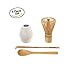 BambooMN Matcha Green Tea Whisk And Scoop 4 Piece Set - White Holder - 1 Set