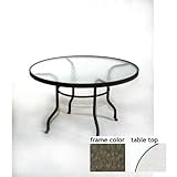 IMAGE OF Barcelona 48 Inch Aluminum Round Dining Table - Glass With River Rock Frame