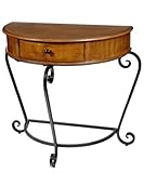 IMAGE OF Décor For Home/Garden By CBK Hall Table Ea 1 Scroll Leg &Hatbox Half Moon Top W/Drawerkdscroll Leg Light Pec
