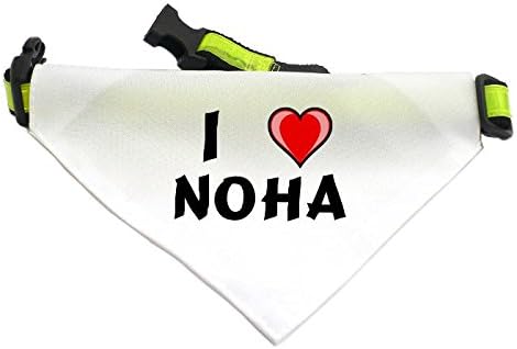 Foulard chien personnalisé blanc avec J'aime Noha (Noms/Prénoms)