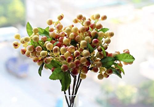 Elefan Artificial Berry Plants Bridal Wedding Bouquet Latex Silk Flower Bouquets (orange (lot of 5pcs))