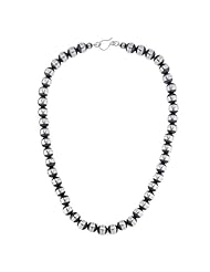 Satin Finish Two-Tone Bead Sterling Silver Necklace-18 Inch, 10mm