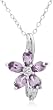 Sterling Silver Amethyst & Diamond Accent Flower Pendant, 18"