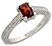 14 Karat Weissgold Steinen Ring, mit 0.57 Karat Brilliantschliff Diamanten & 0.63 Karat 6x4mm Smaragdschliff Garnet Stein, (7mm) breit