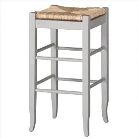 Rush Seat Bar Stool White (White) (28.75H x 14.5W x 14.5D) by Boraam